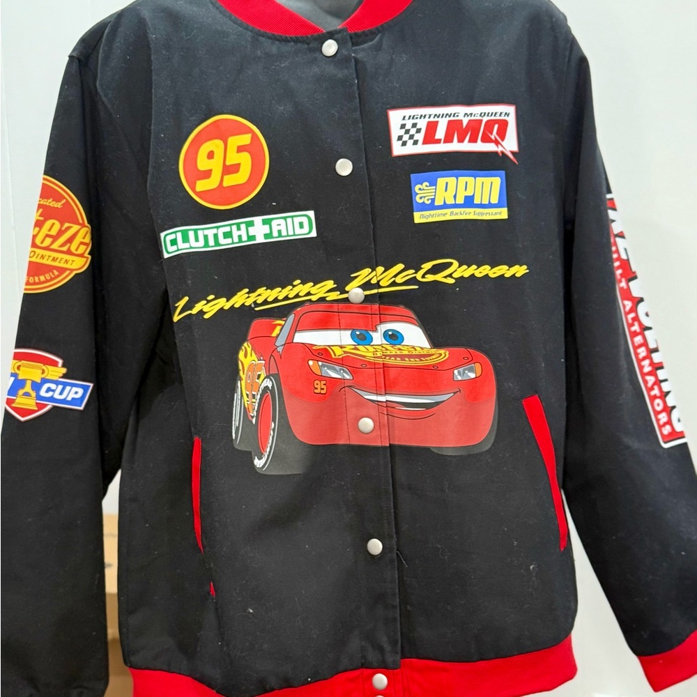 Disney Black and Red Lightning McQueen Varsity Jacket